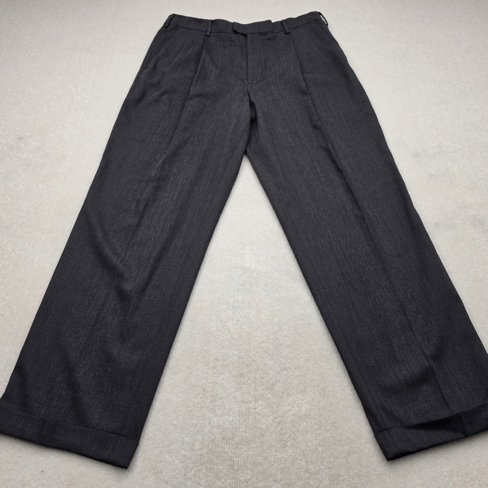 Dockers Dress Pants Mens 34x32 Gray Pleated Relaxed Fit Wool Blend Trousers
